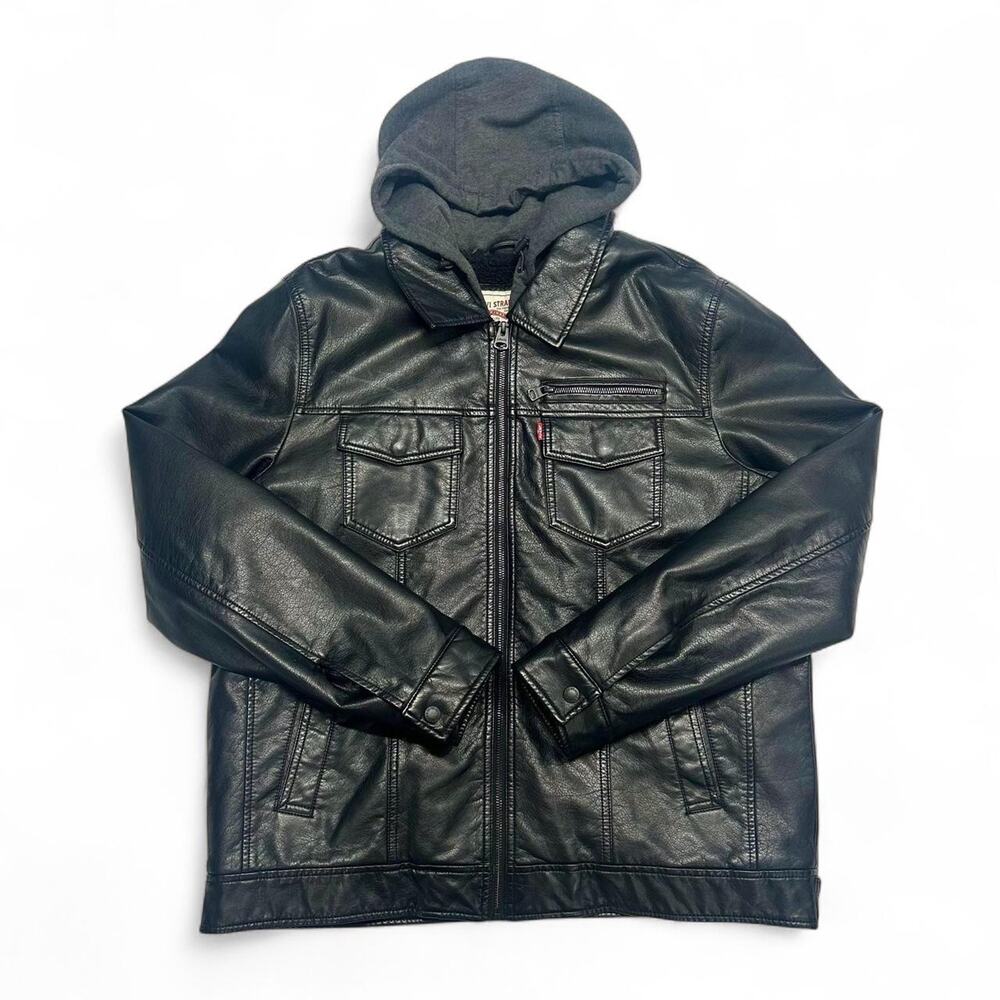 Levis black faux leather sherpa